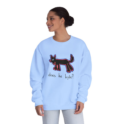 “Does he byte?”  — Crewneck Sweatshirt