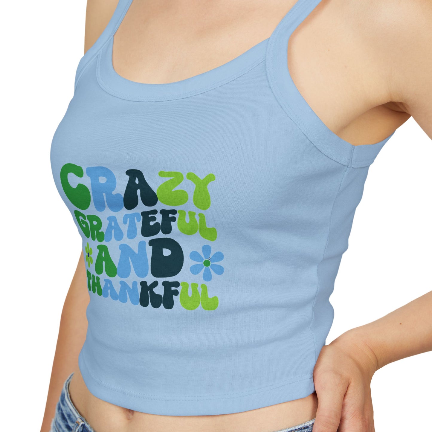 "Crazy Grateful and Thankful" Women's Spaghetti Tank Top