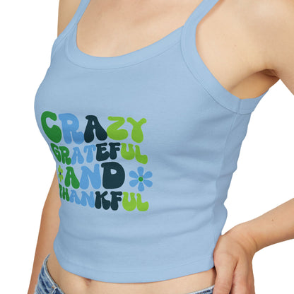 "Crazy Grateful and Thankful" Women's Spaghetti Tank Top