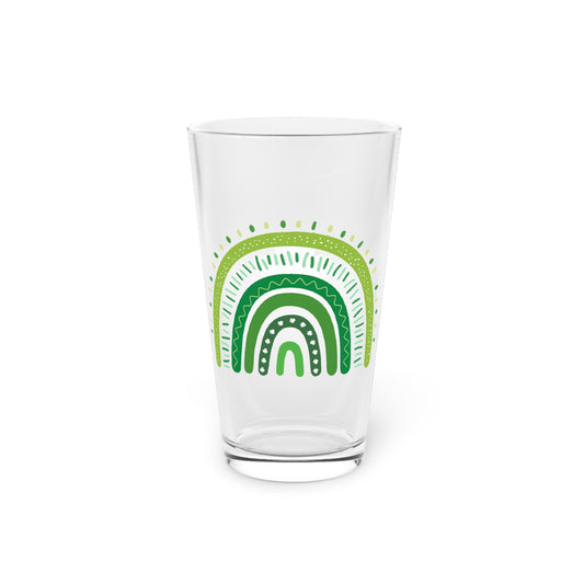 Lucky Shamrock 16oz Decorative Beer & Drinking Glass | Green Rainbow & Clover Graphic | St. Patrick's Day Apparel