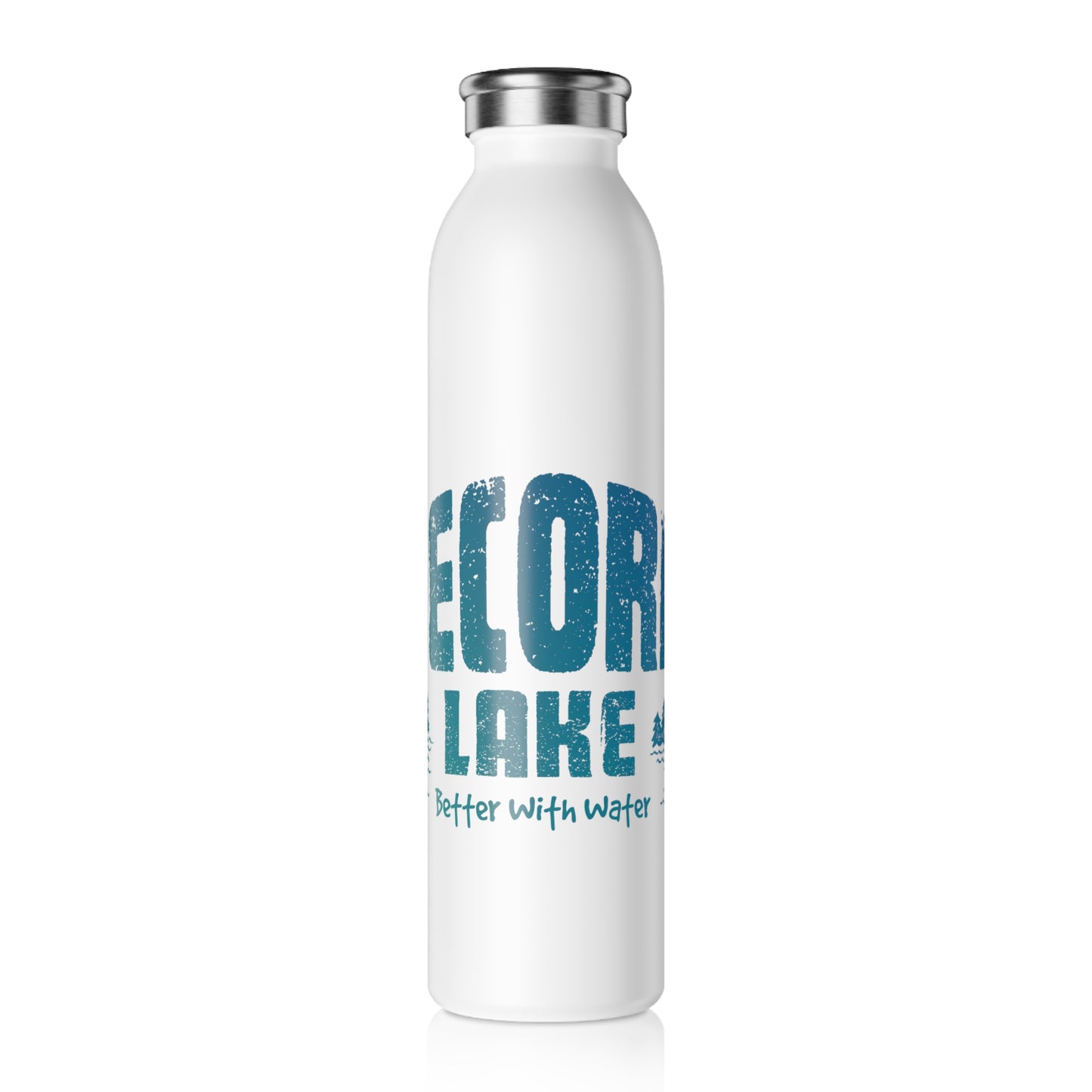 "Secord Lake, Better with Water" Slim Water Bottle