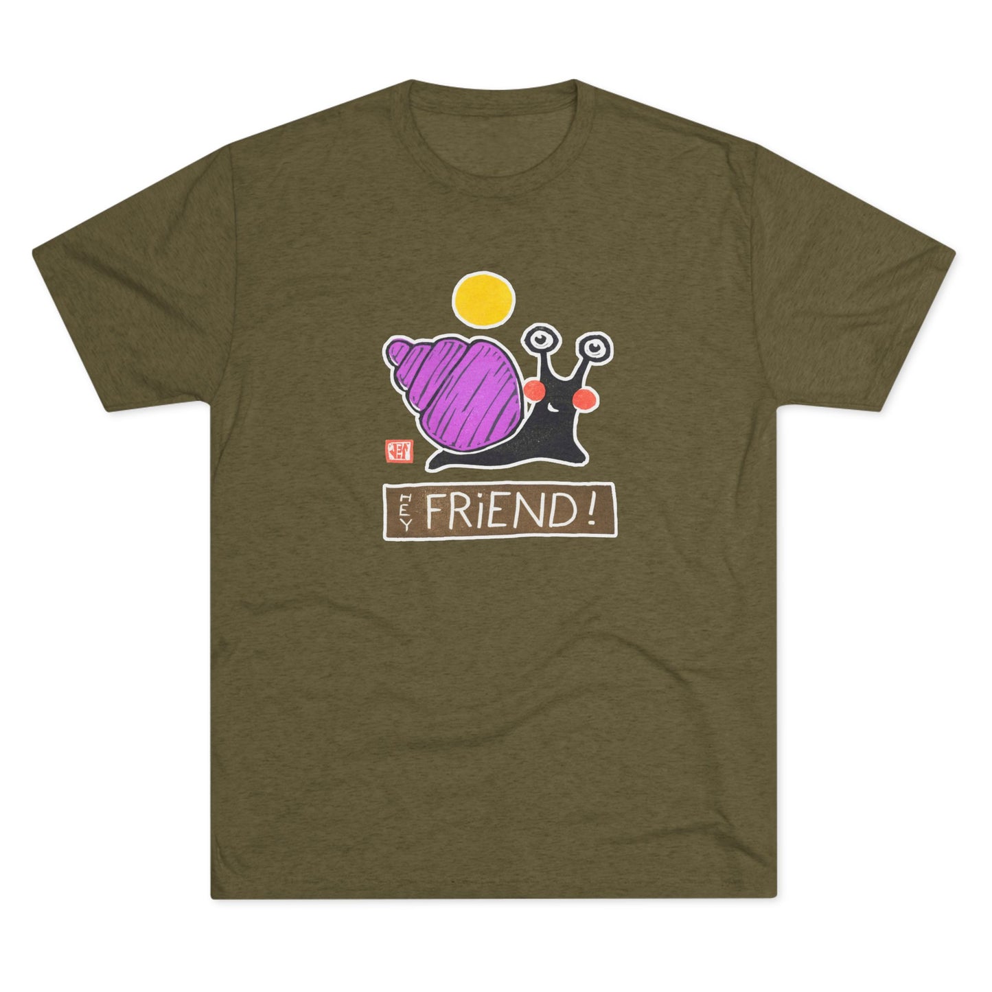 Funny Snail T-Shirt | "Hey Friend" Tri-Blend Tee | Cute Gift for Friends