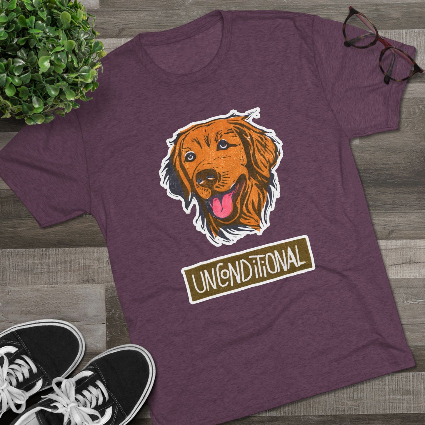 Golden Retriever Shirt | "Unconditional" Tri-Blend Tee | Gift for Dog Moms & Dog Dads