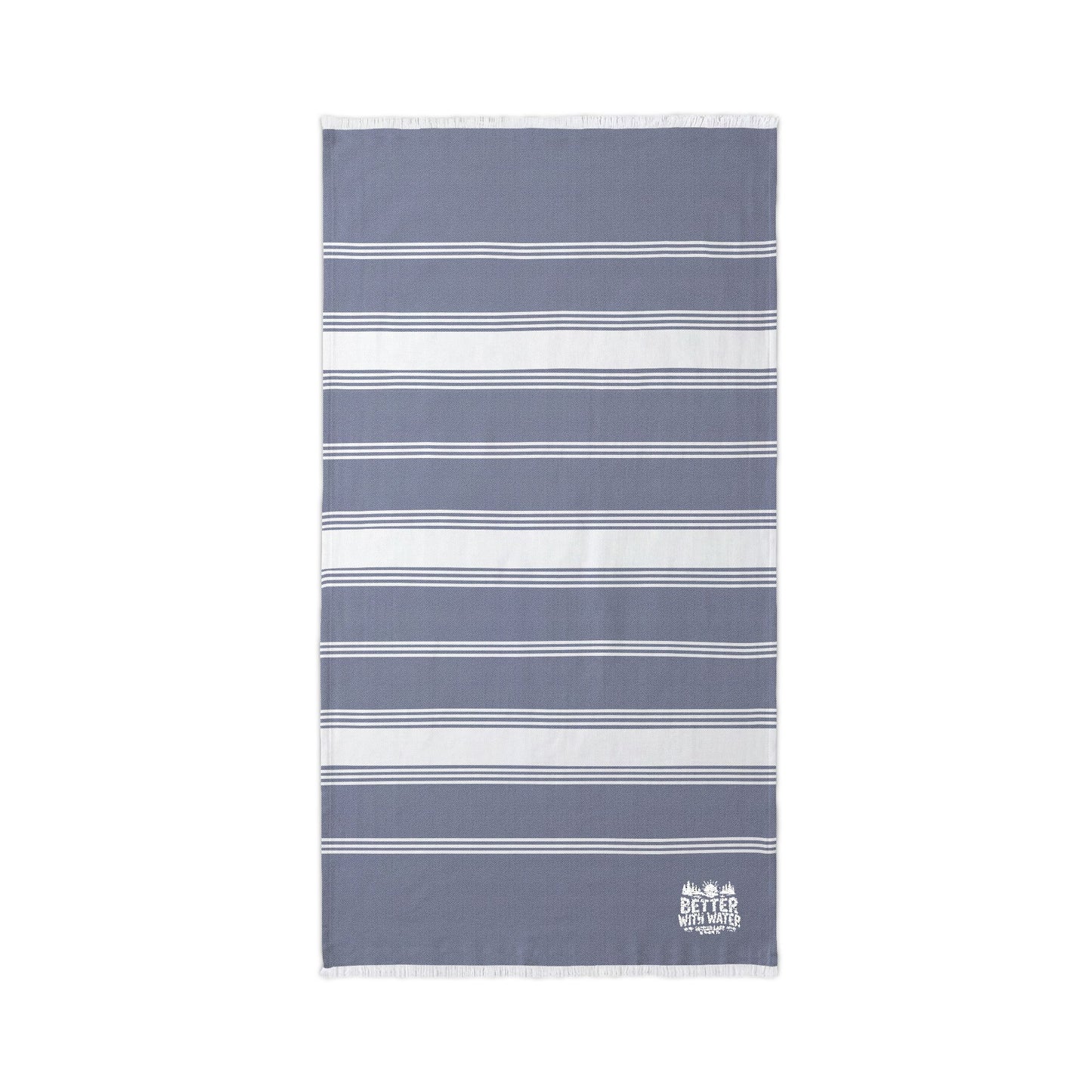 "Better with Water" Striped Embroidered Beach Towel