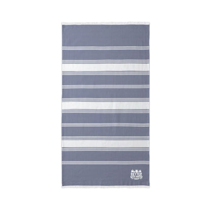 "Better with Water" Striped Embroidered Beach Towel
