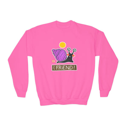 "Hey Friend!" Kids Graphic Sweatshirt | Small Good Things Snail Pullover | Youth Crewneck