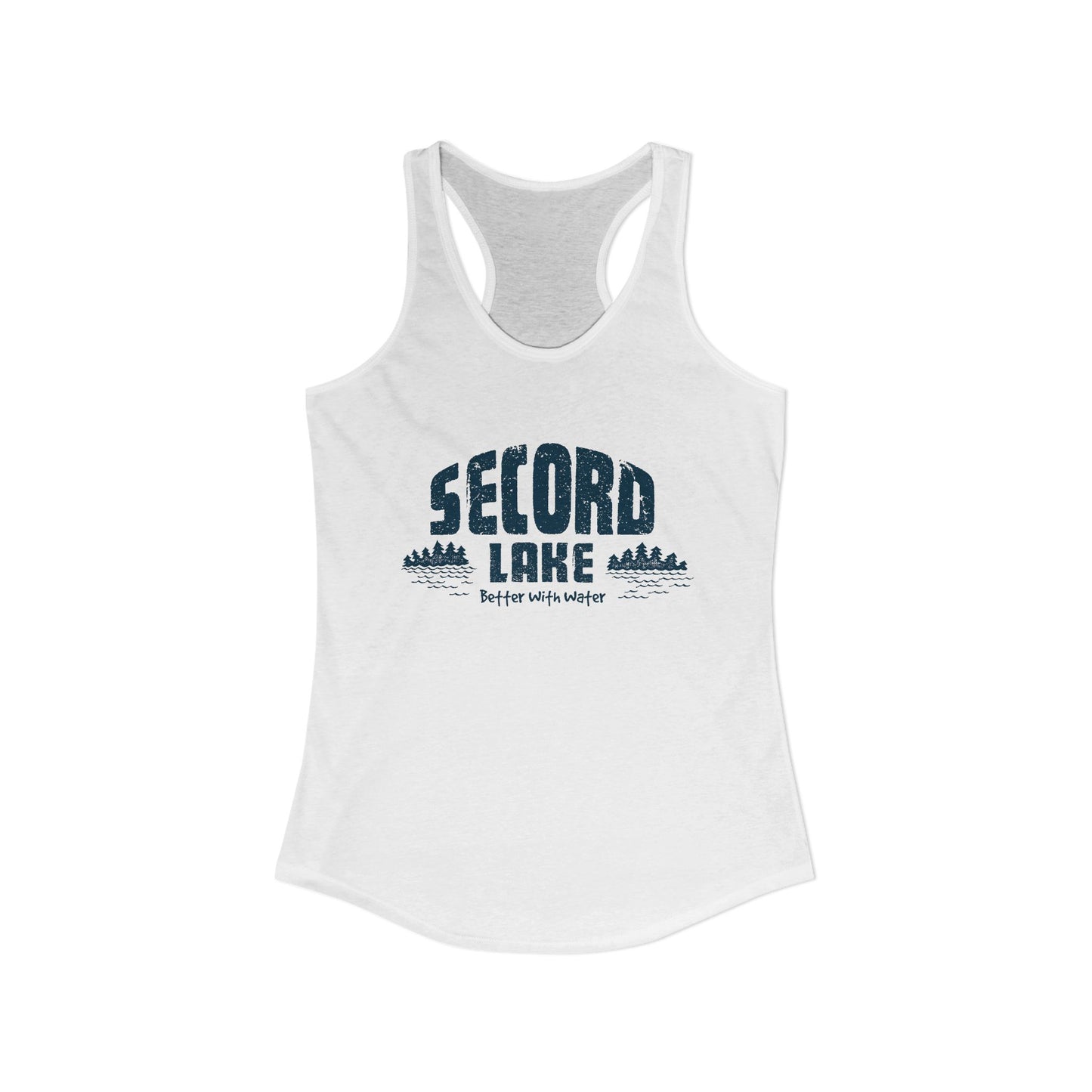 "Secord Lake, Better With Water" Women's Racerback Tank