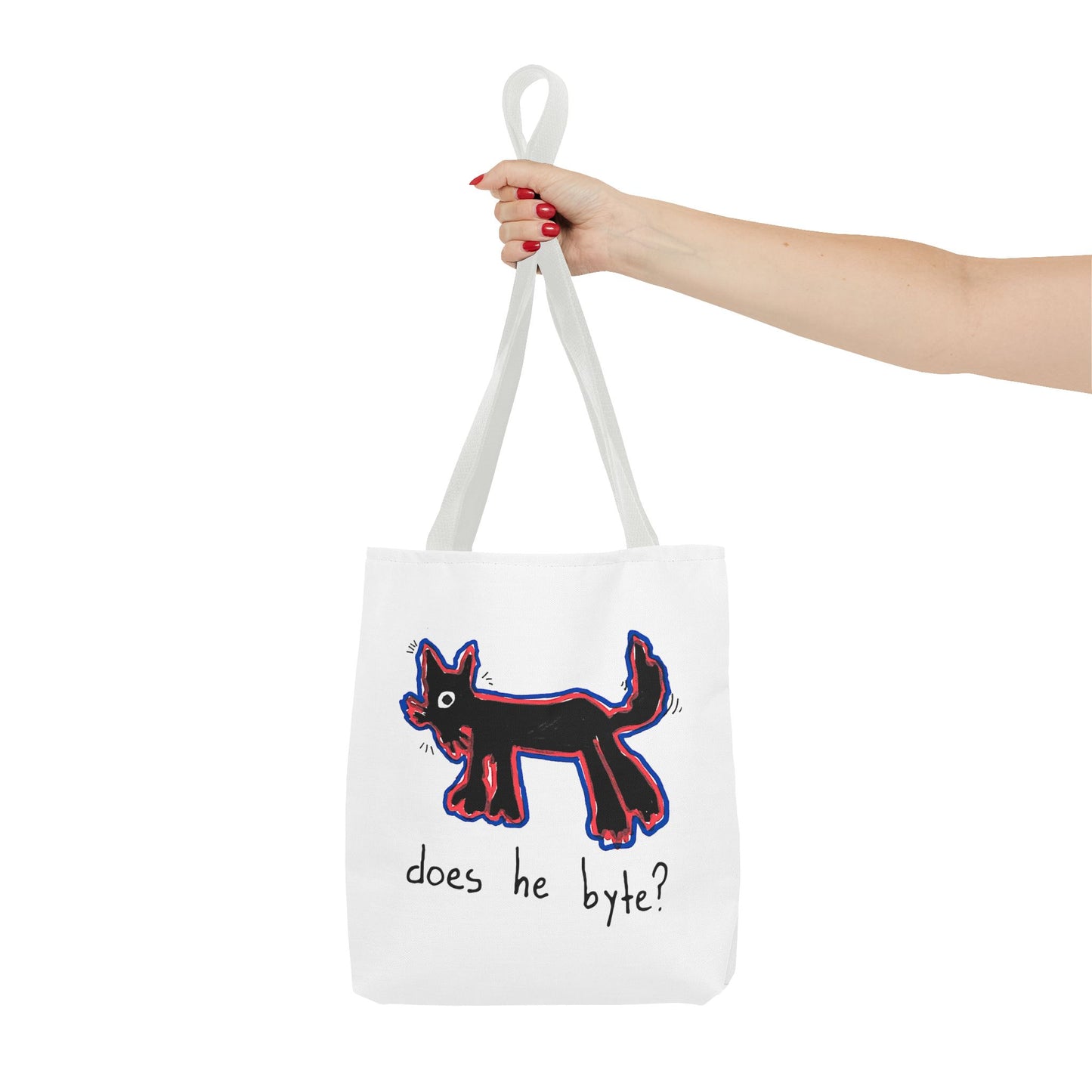 "Does He Byte?"  —  Tote Bag