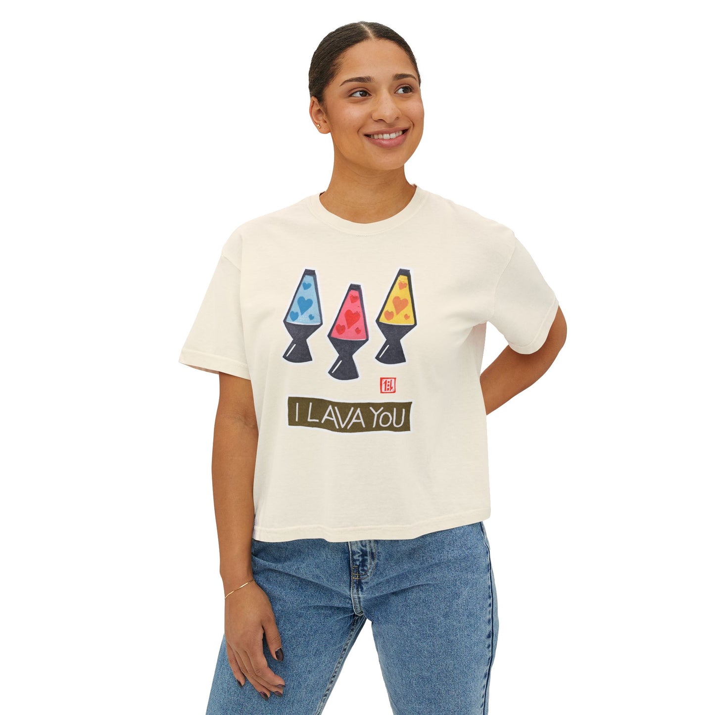 I Lava You Boxy Tee — Cute Lava Lamp Graphic Tee for Women