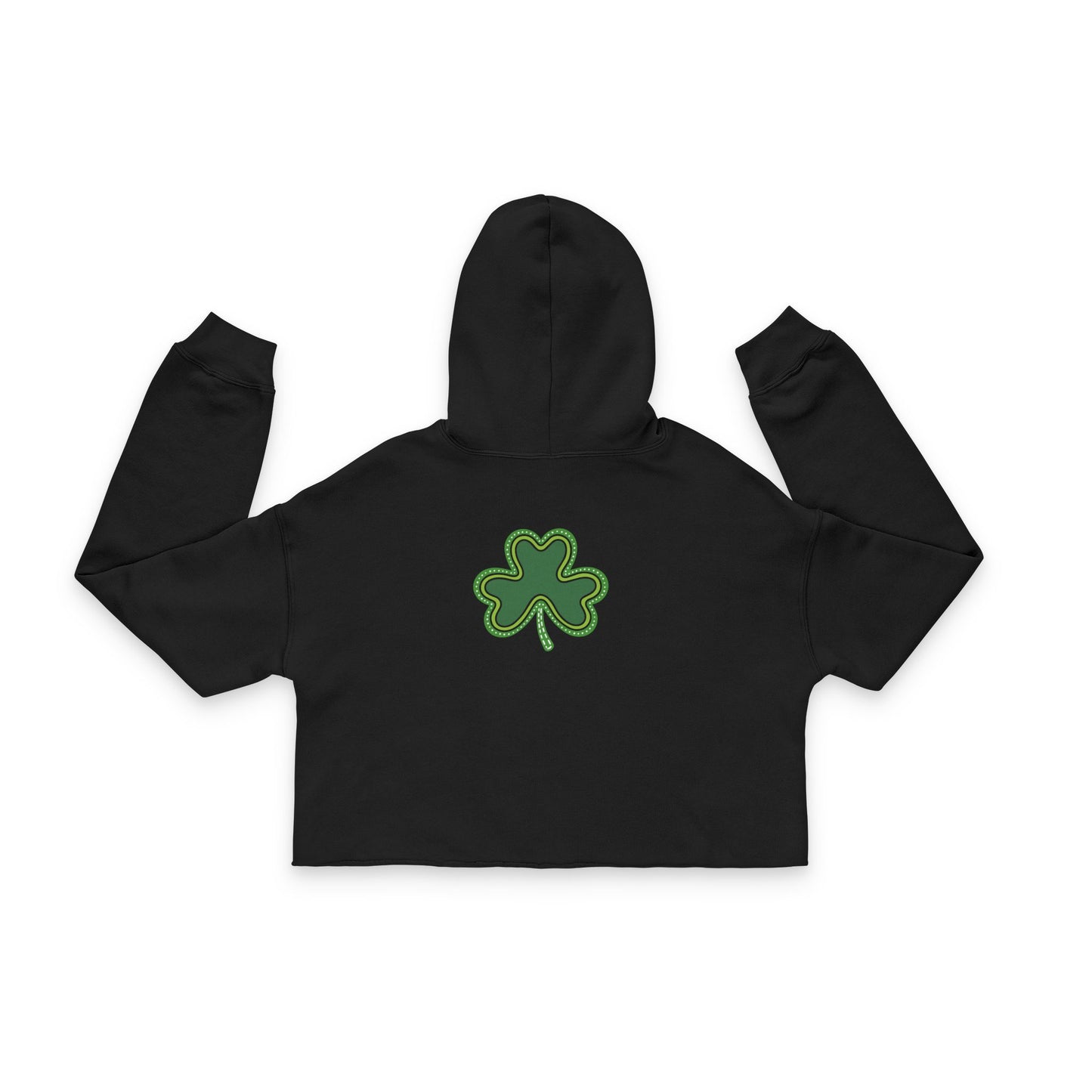 Lucky Shamrock Cropped Hoodie | "Boho Rainbow" Fleece Pullover | Pinch-Proof Irish Outfit