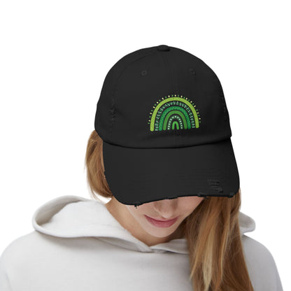 Lucky Green Rainbow Baseball Hat | Distressed Boho St. Patty's Cap | Vintage Style Unisex Hat
