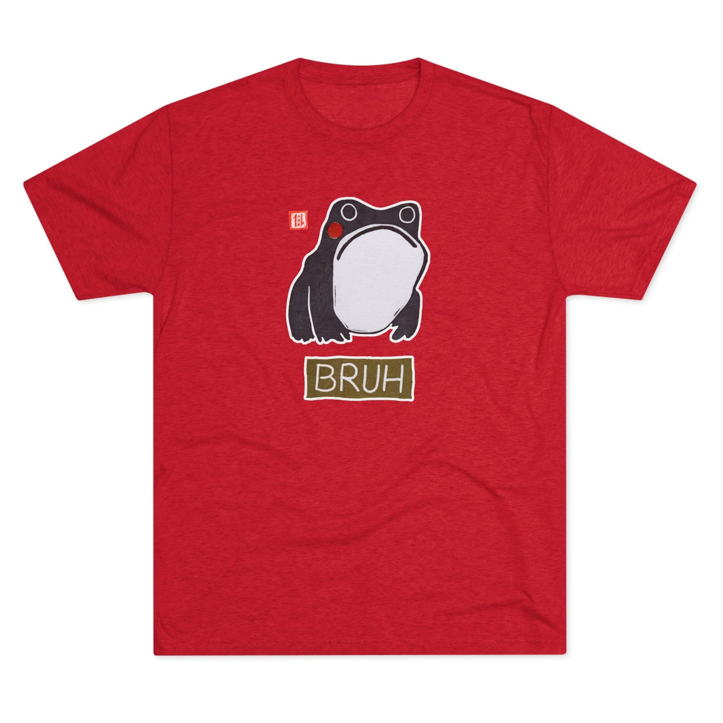 Meaningful Frog Graphic Tee | "Bruh" Tri-Blend Crewneck | Relatable Humor Gift