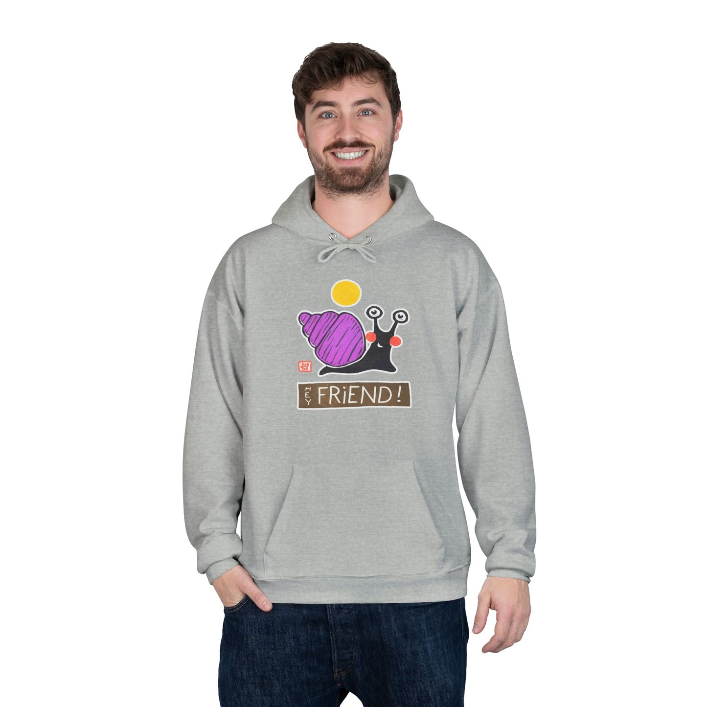 "Hey Friend!" Snail Graphic Hoodie | Meaningful Connection Hoodie | Friendship Gift