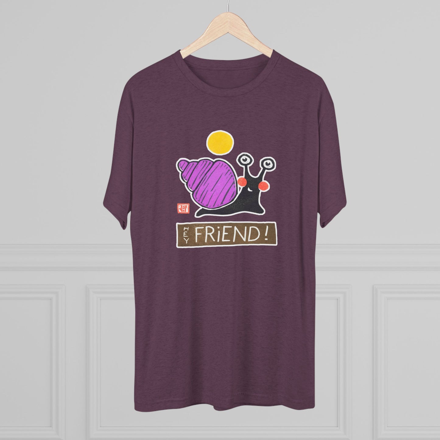 Funny Snail T-Shirt | "Hey Friend" Tri-Blend Tee | Cute Gift for Friends