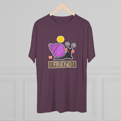 Funny Snail T-Shirt | "Hey Friend" Tri-Blend Tee | Cute Gift for Friends