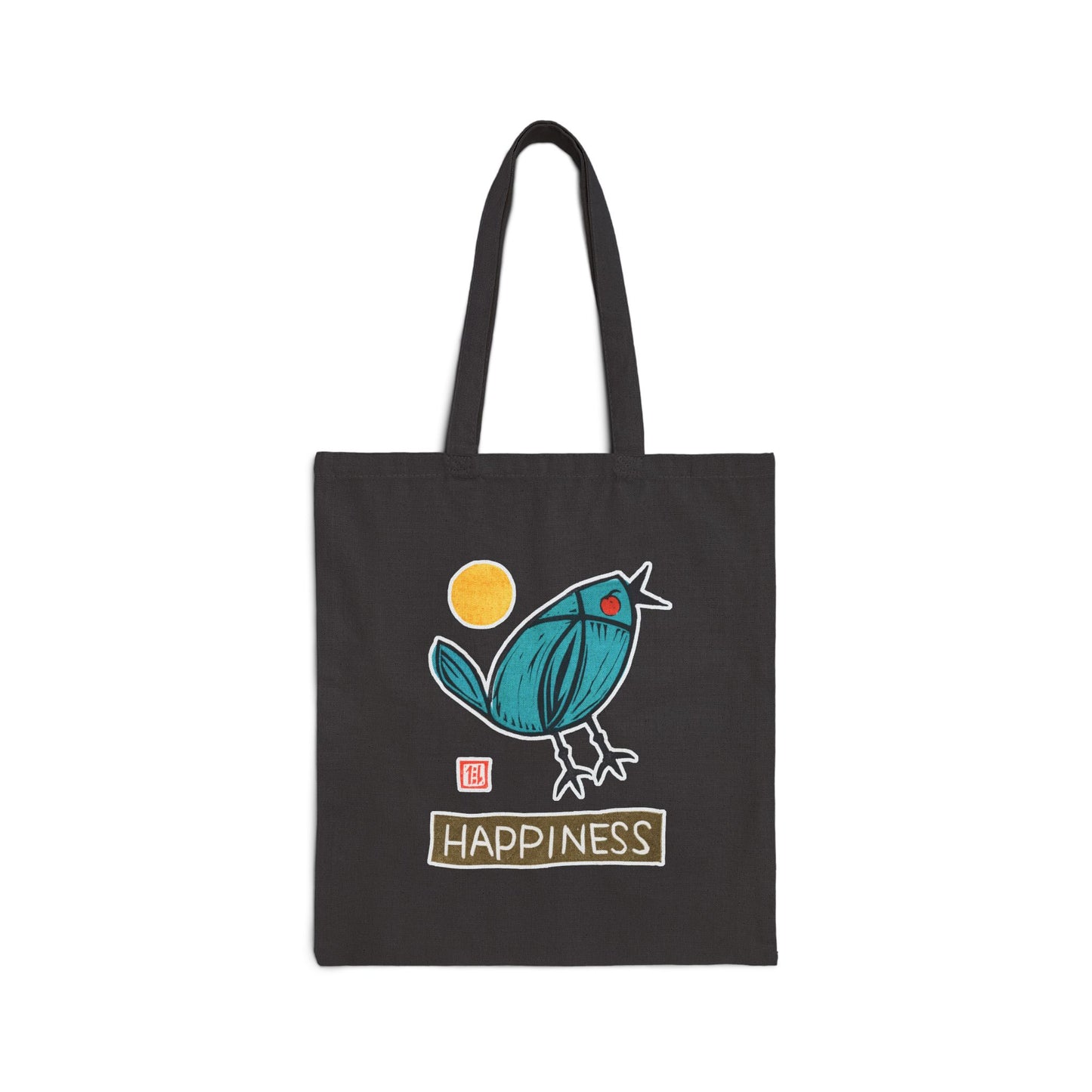 Meaningful "Happiness" Tote Bag | Cotton Canvas | Durable Canvas Bag