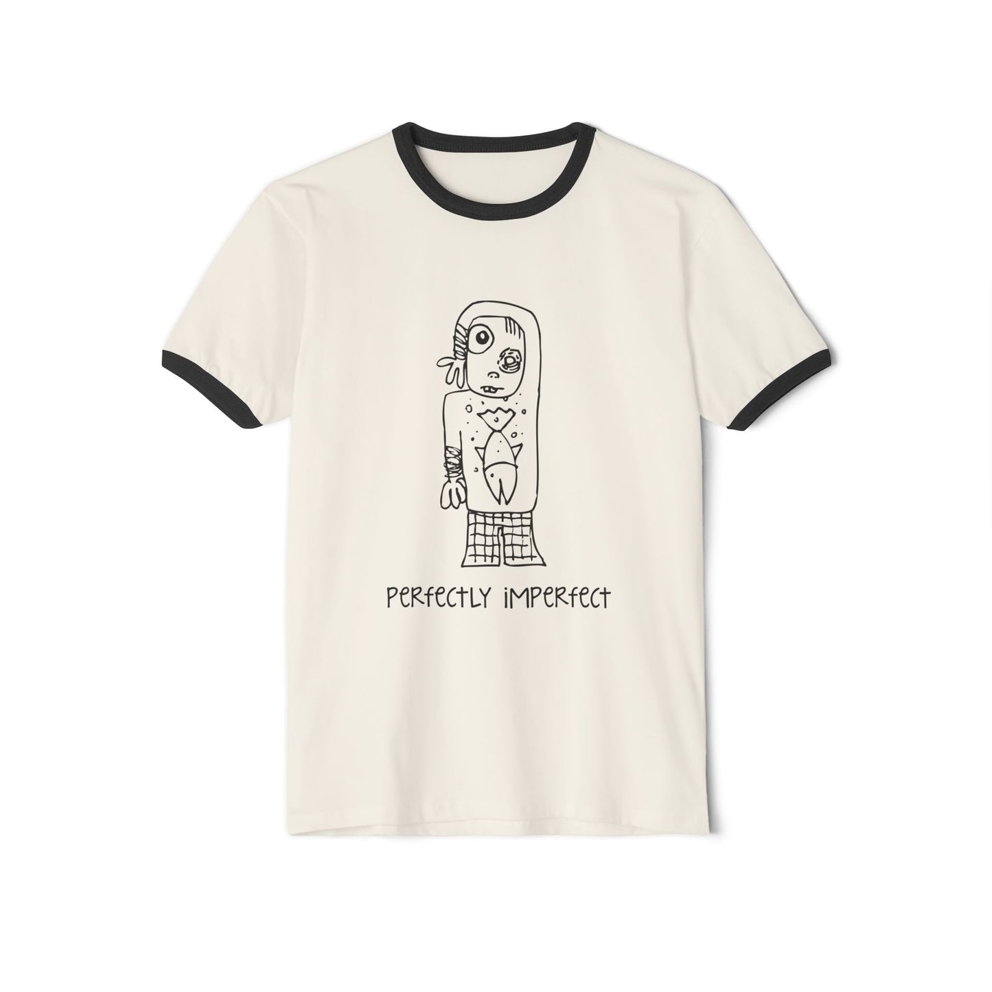 Perfectly Imperfect Ringer T-Shirt — Hand-Drawn Tattoo Girl Graphic