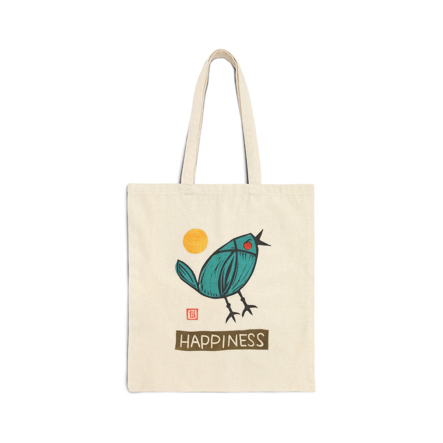 Meaningful "Happiness" Tote Bag | Cotton Canvas | Durable Canvas Bag
