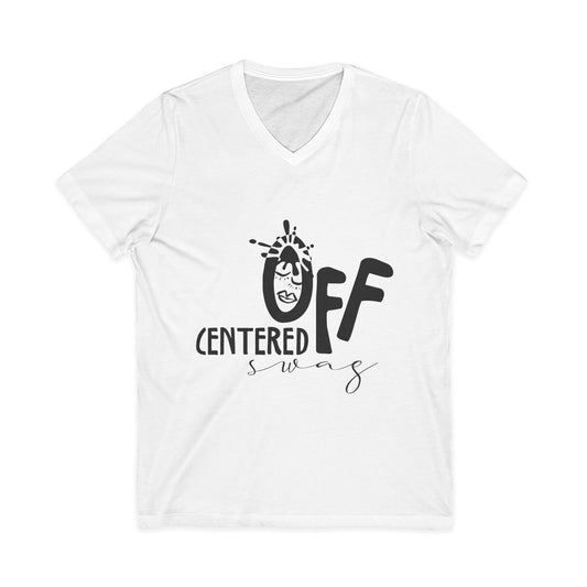 Off Centered Unisex Jersey Short Sleeve V-Neck Tee (pl)