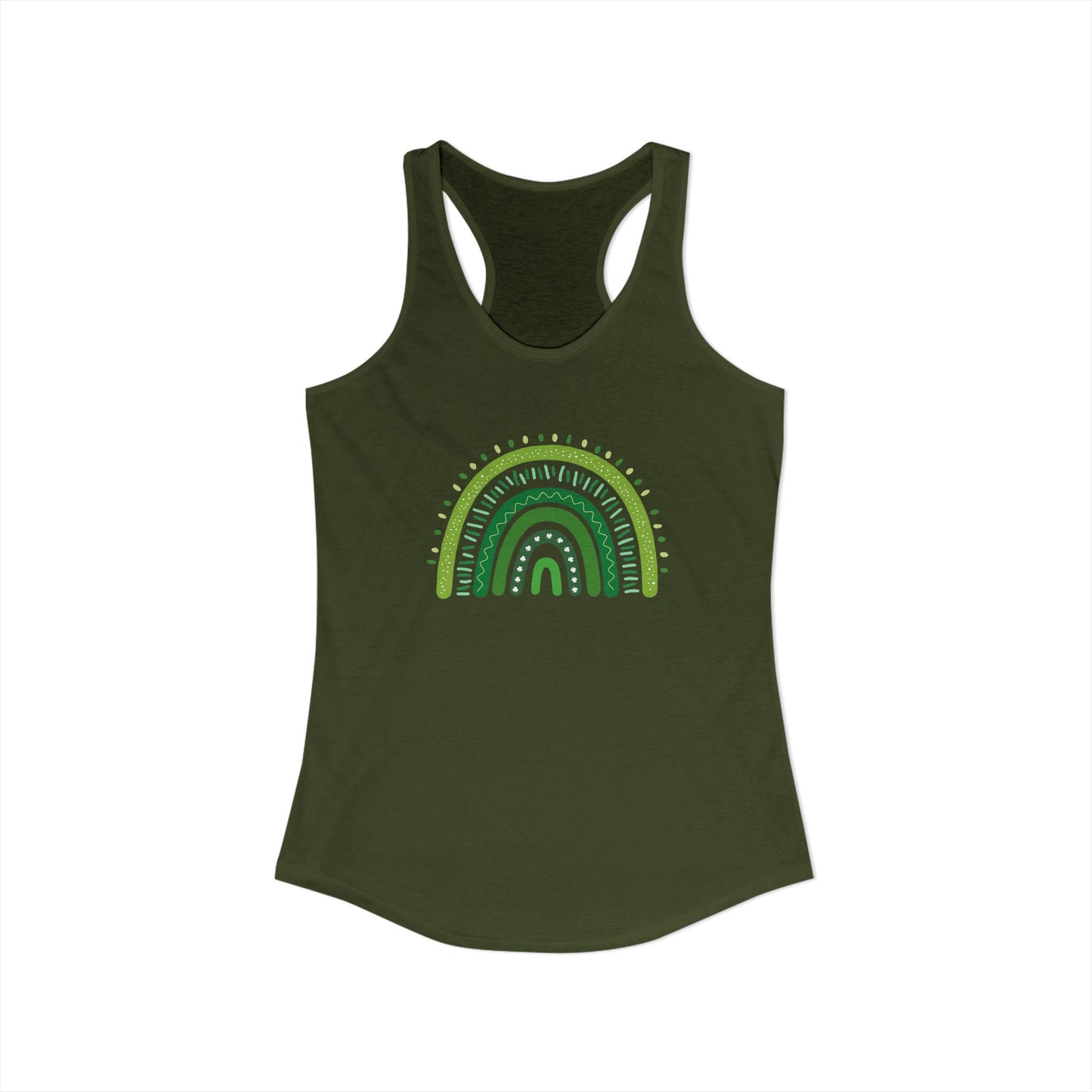 St. Patrick’s Day Tank | "Green Boho Rainbow" Racerback | Lucky Yoga Gear