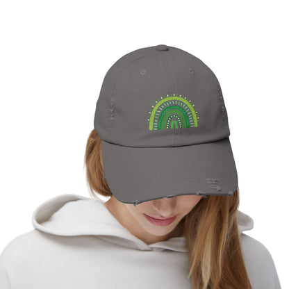 Lucky Green Rainbow Baseball Hat | Distressed Boho St. Patty's Cap | Vintage Style Unisex Hat