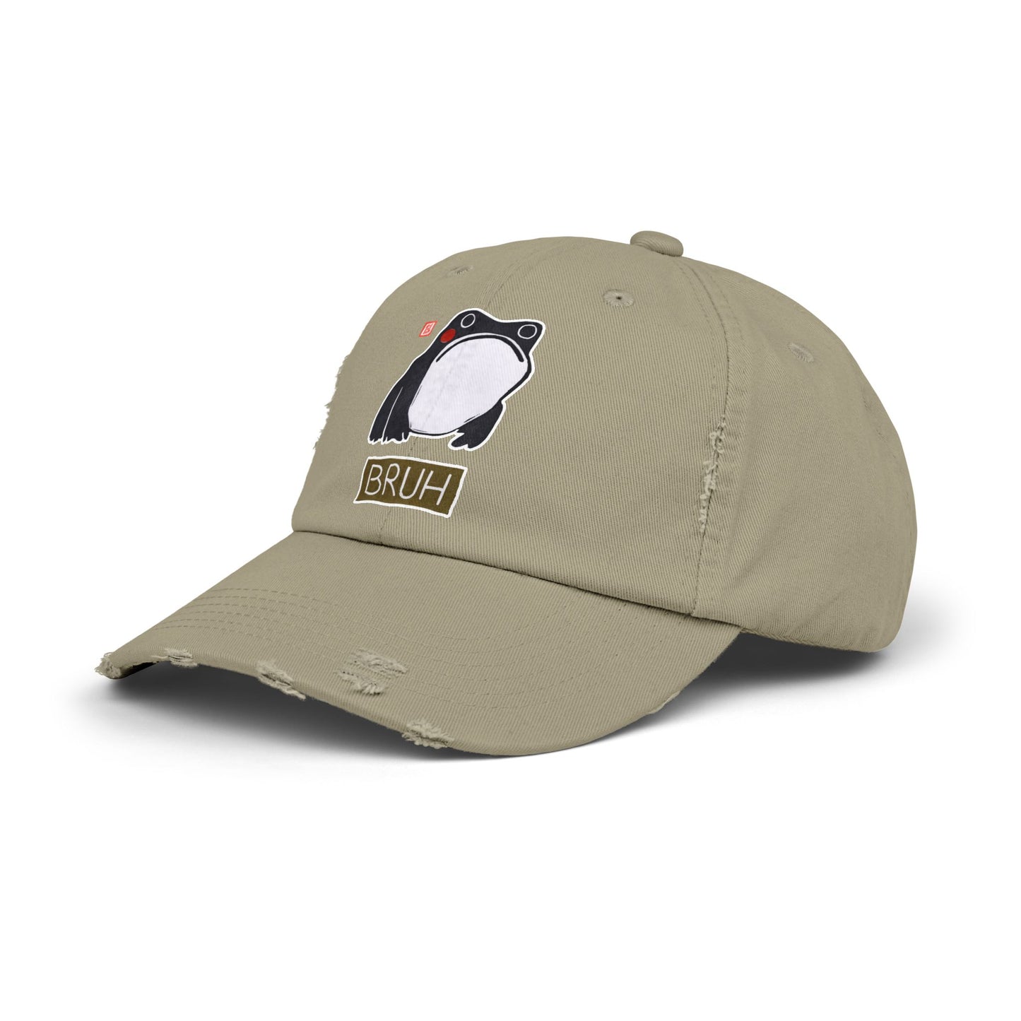 Meaningful Frog Distressed Cap | "Bruh" Baseball Hat | Relatable Humor Gift