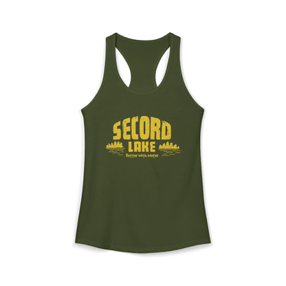 "Secord Lake, Better With Water" Women's Racerback Tank