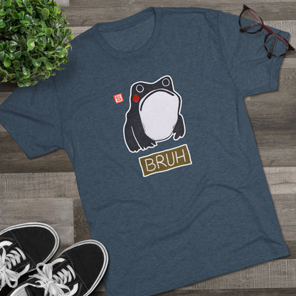 Meaningful Frog Graphic Tee | "Bruh" Tri-Blend Crewneck | Relatable Humor Gift