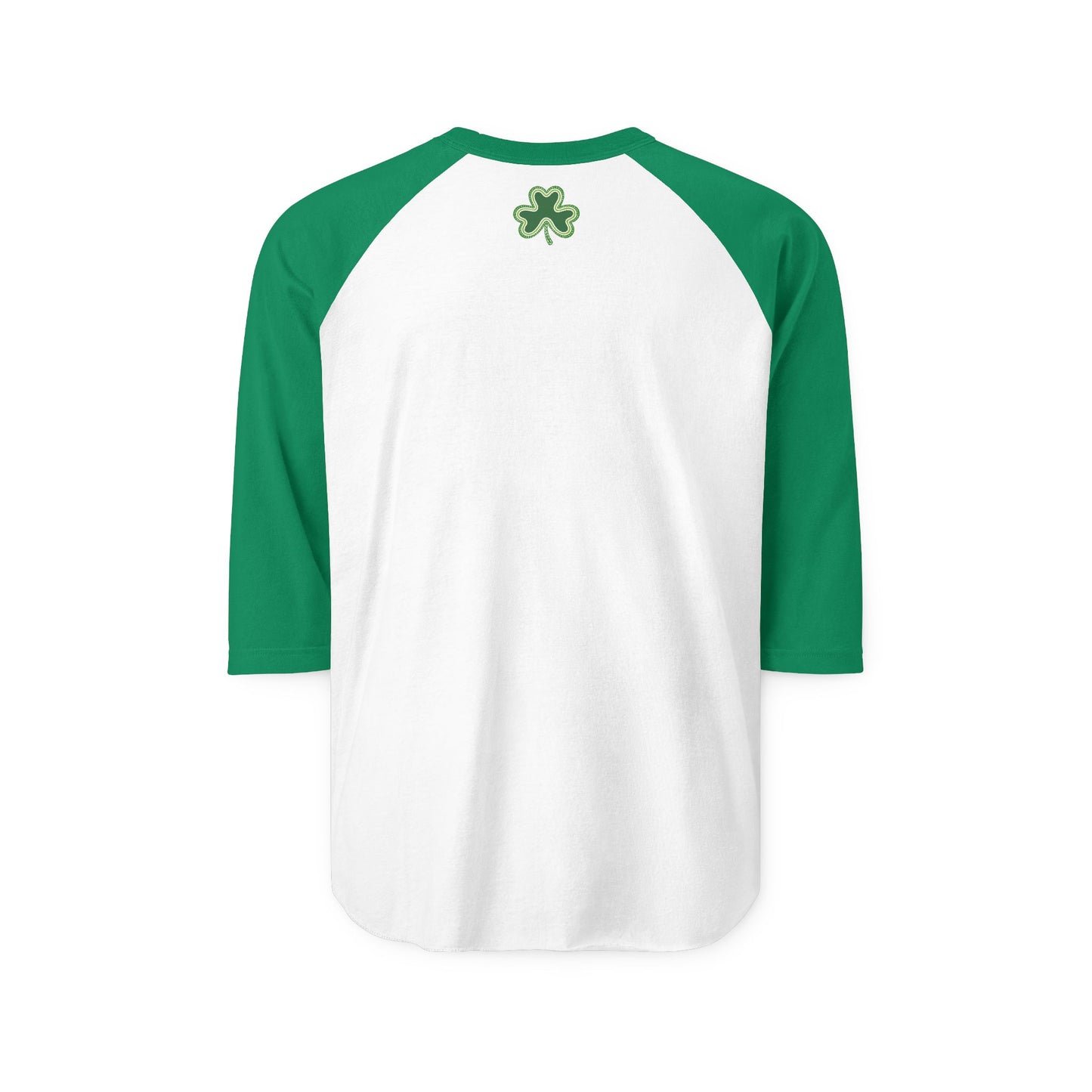 Lucky Shamrock 3/4 Sleeve Raglan Shirt | Green Rainbow & Clover Graphic | St. Patrick's Day Apparel