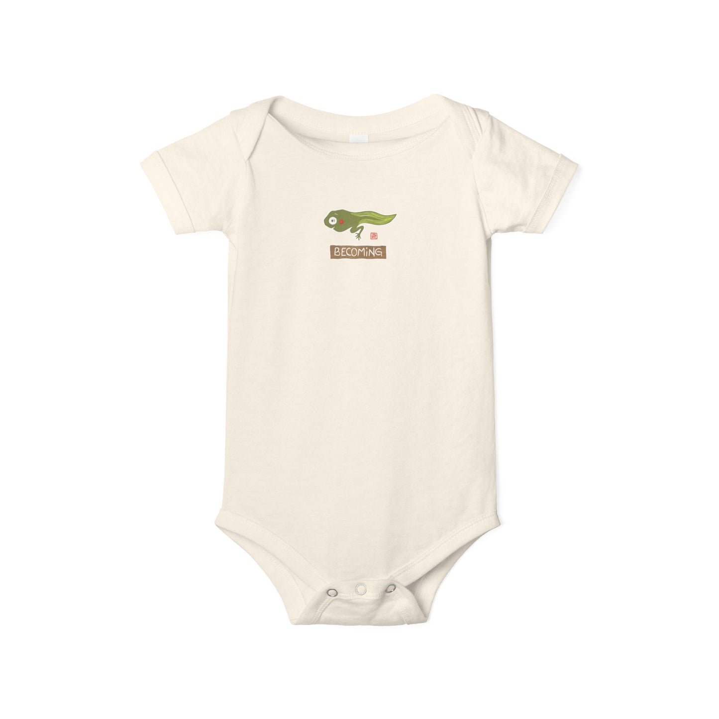 "Becoming" Tadpole Graphic Baby Onesie | Bella+Canvas Bodysuit | Grounded Baby Gift