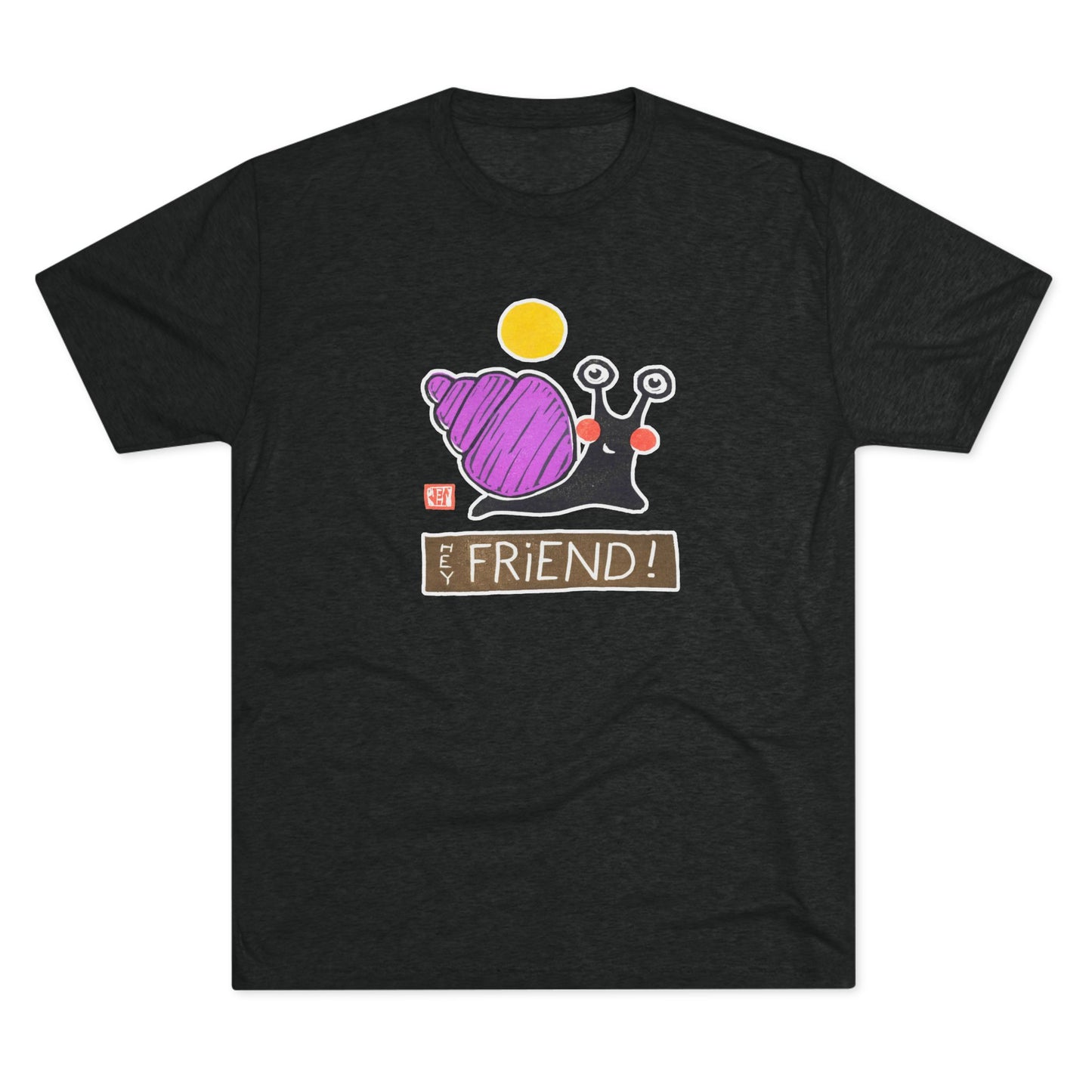 Funny Snail T-Shirt | "Hey Friend" Tri-Blend Tee | Cute Gift for Friends