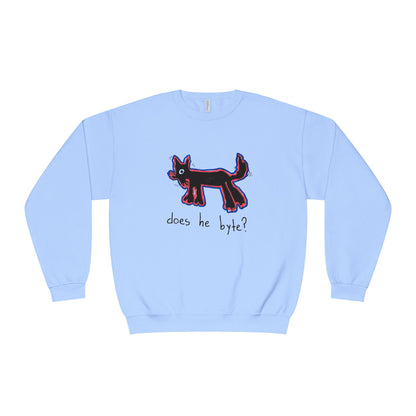 “Does he byte?”  — Crewneck Sweatshirt