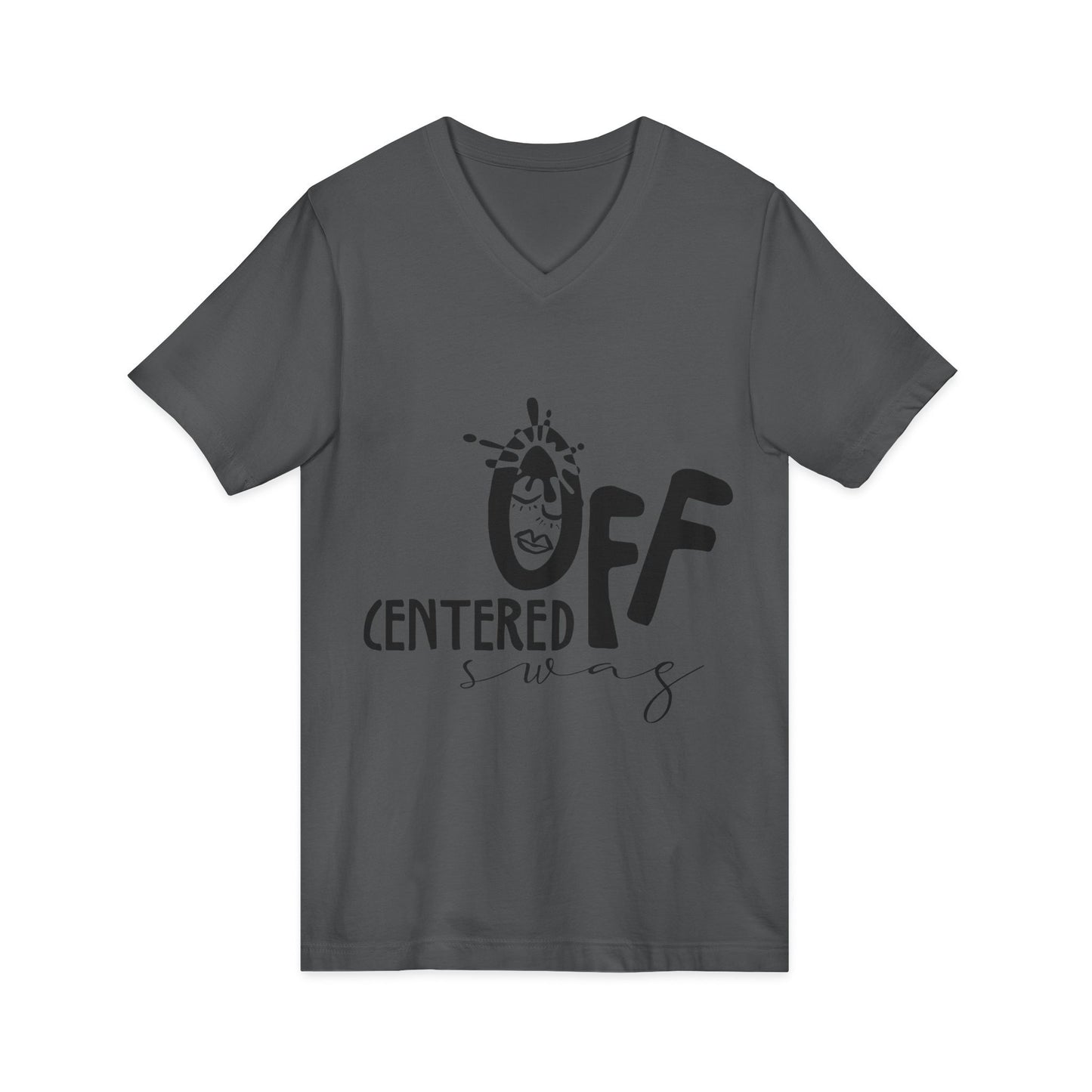 Off Centered Unisex Jersey Short Sleeve V-Neck Tee (pl)