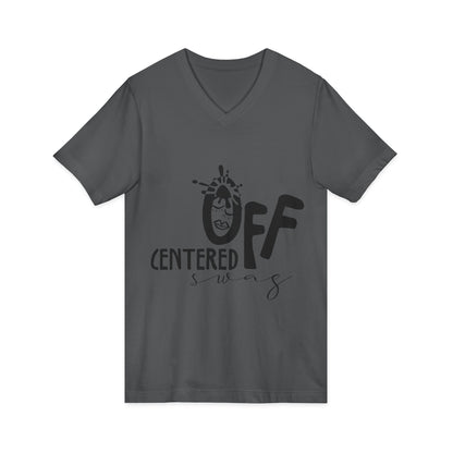 Off Centered Unisex Jersey Short Sleeve V-Neck Tee (pl)