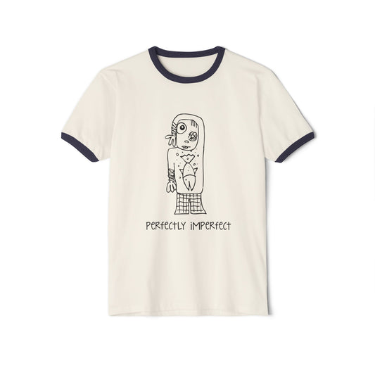 Perfectly Imperfect Ringer T-Shirt — Hand-Drawn Tattoo Girl Graphic