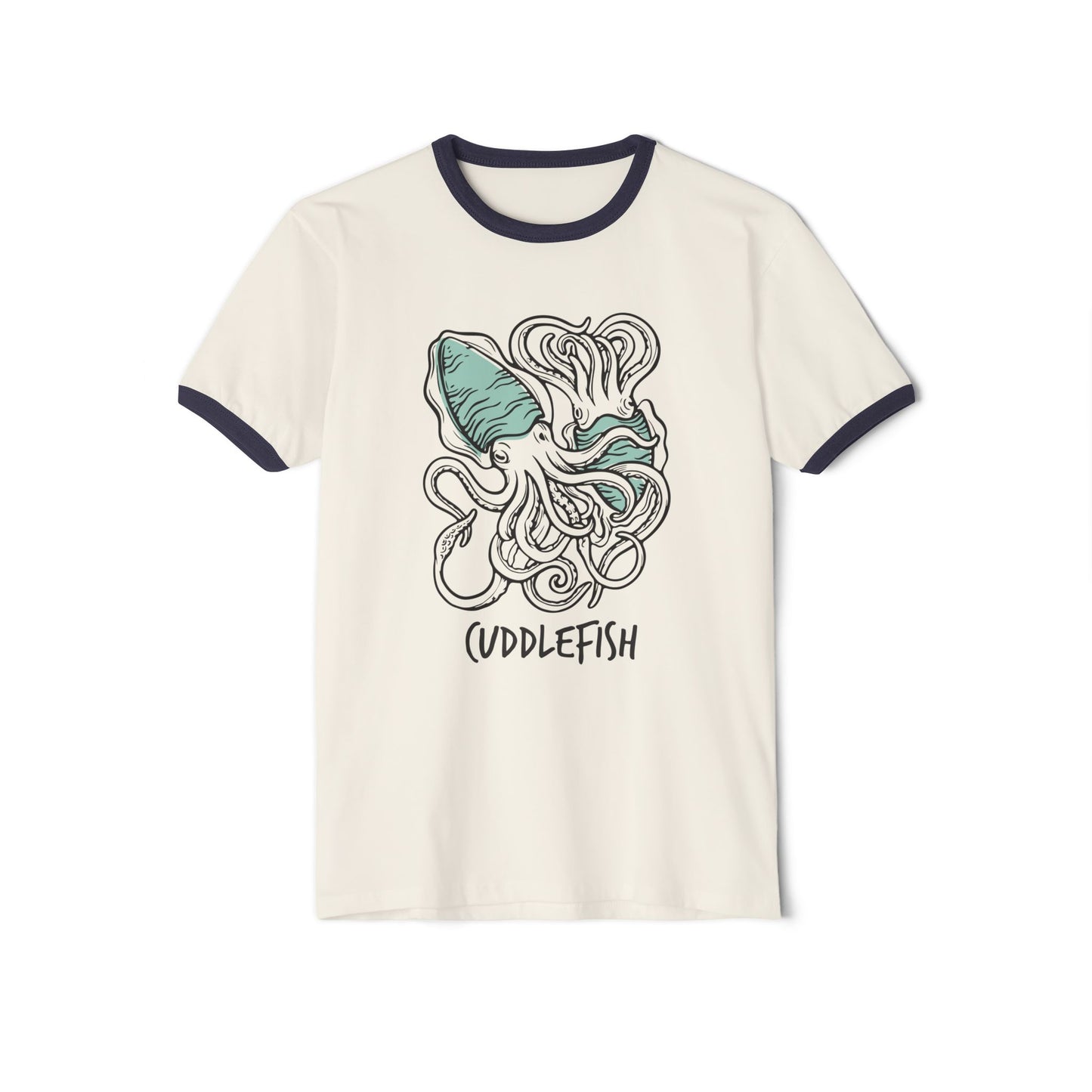"Cuddlefish" Vintage-Style Ringer Tee — National Hug Day Love Collection