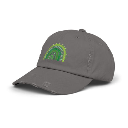 Lucky Green Rainbow Baseball Hat | Distressed Boho St. Patty's Cap | Vintage Style Unisex Hat