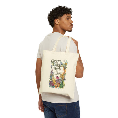 Herbal Faire Canvas Tote Bag — "Great Lakes Herb Faire" Floral Market Tote