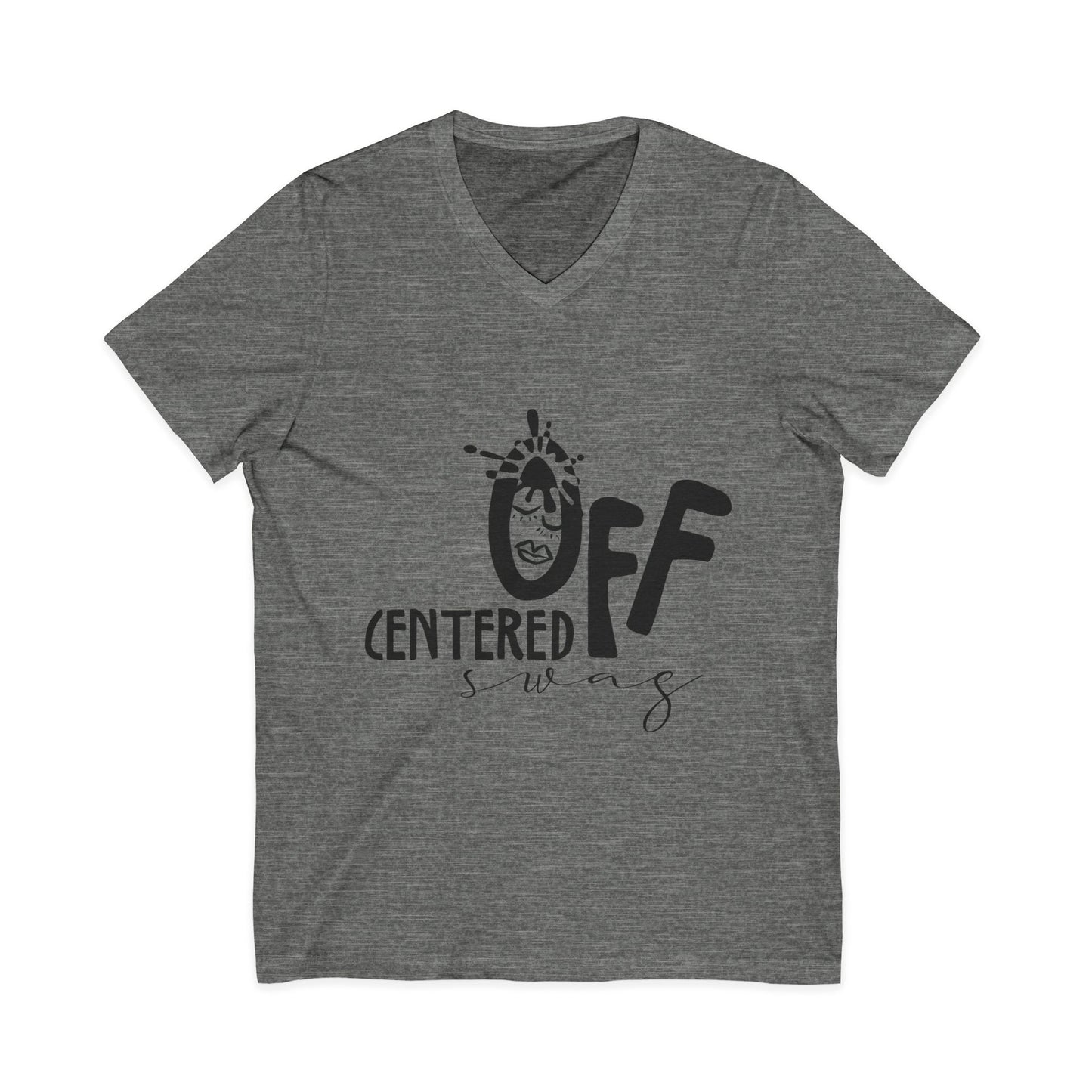 Off Centered Unisex Jersey Short Sleeve V-Neck Tee (pl)