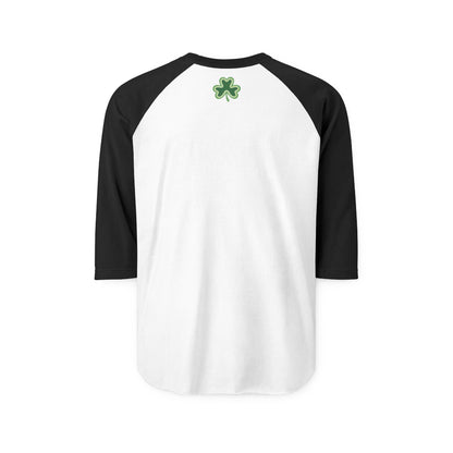Lucky Shamrock 3/4 Sleeve Raglan Shirt | Green Rainbow & Clover Graphic | St. Patrick's Day Apparel