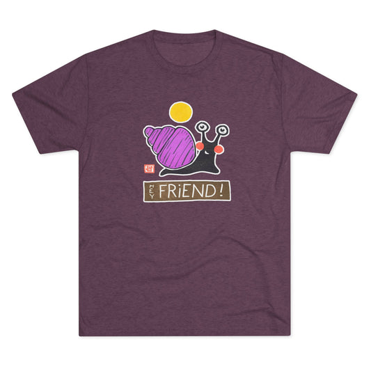 Funny Snail T-Shirt | "Hey Friend" Tri-Blend Tee | Cute Gift for Friends