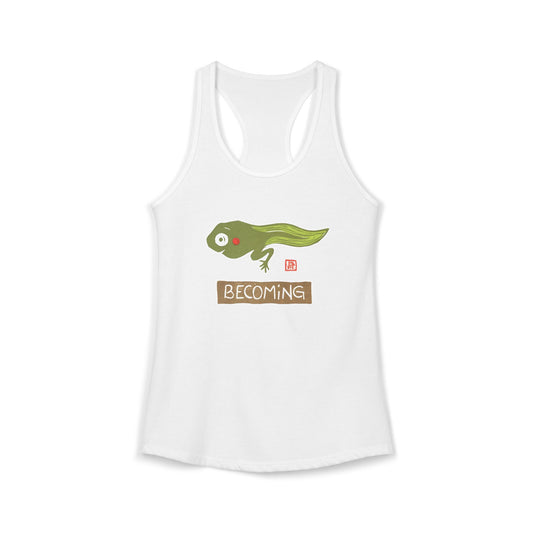 Inspirational Frog Graphic Tank | "Becoming" Women's Racerback | Mindful Activewear