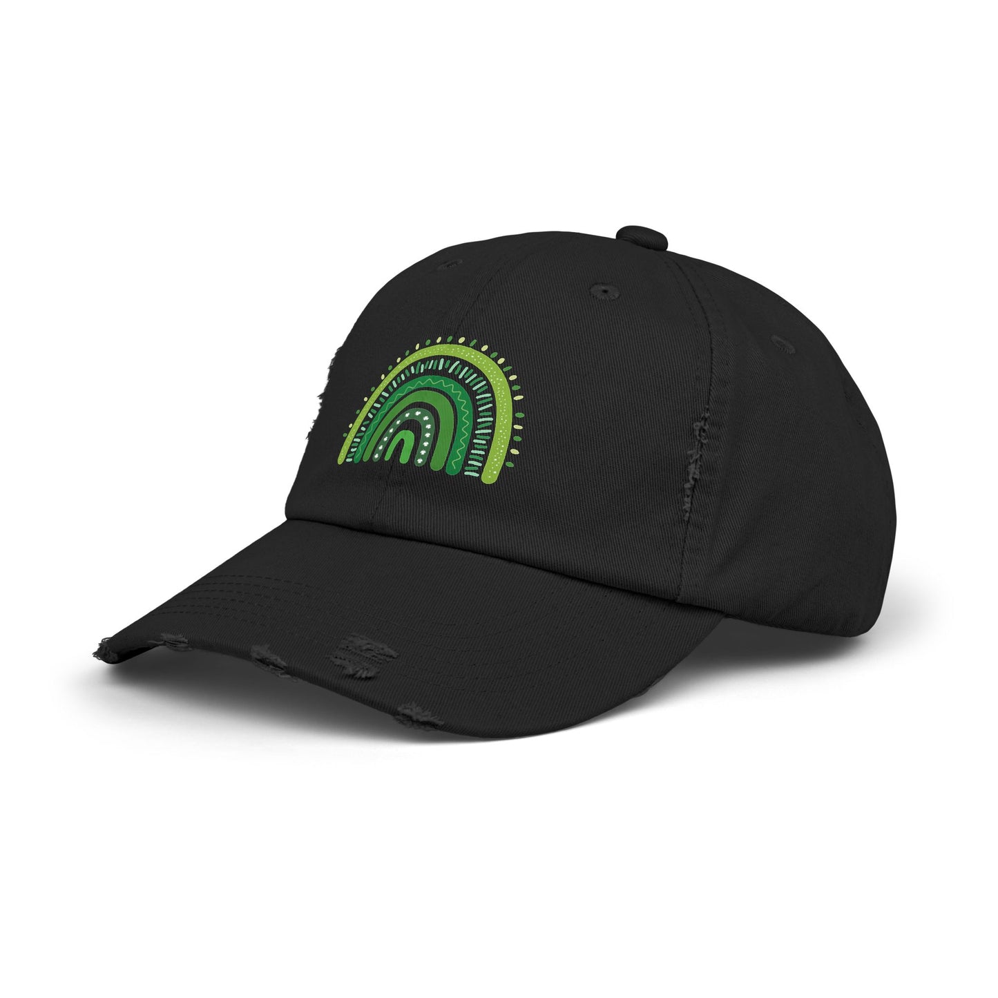 Lucky Green Rainbow Baseball Hat | Distressed Boho St. Patty's Cap | Vintage Style Unisex Hat