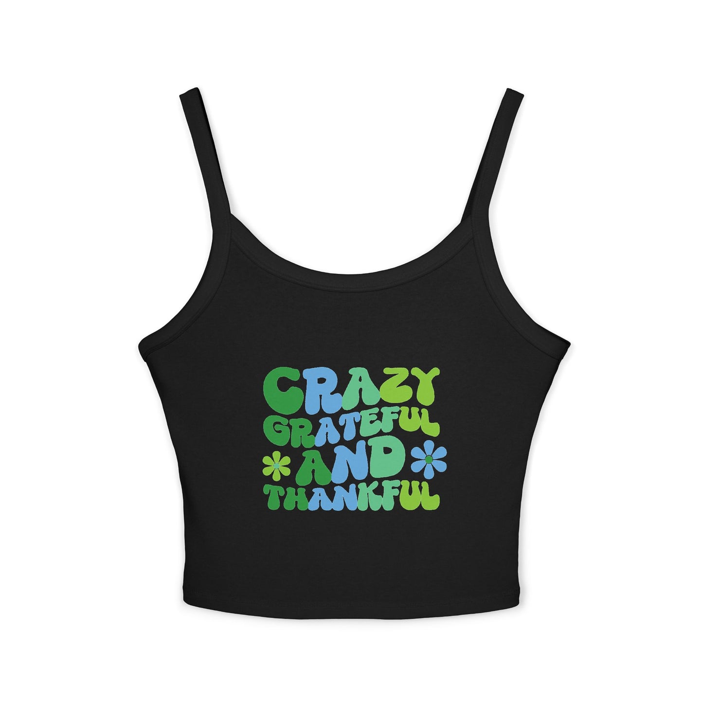 "Crazy Grateful and Thankful" Women's Spaghetti Tank Top