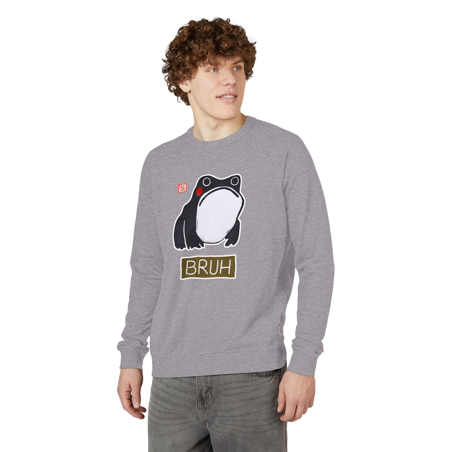 "Bruh" Frog Raglan Crewneck | Small Good Things Collection | Relatable Humor French Terry Sweatshirt