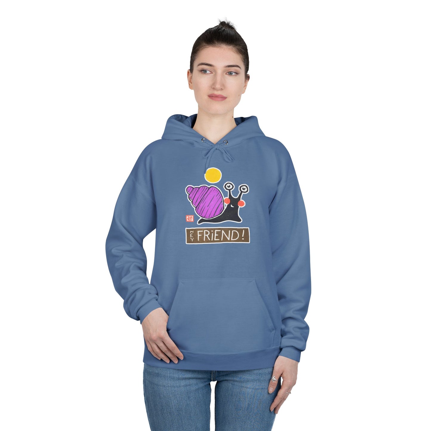 "Hey Friend!" Snail Graphic Hoodie | Meaningful Connection Hoodie | Friendship Gift