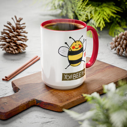 Cute Bee Coffee Mug | "You Bee You" Ceramic 15oz | Inspirational Gift