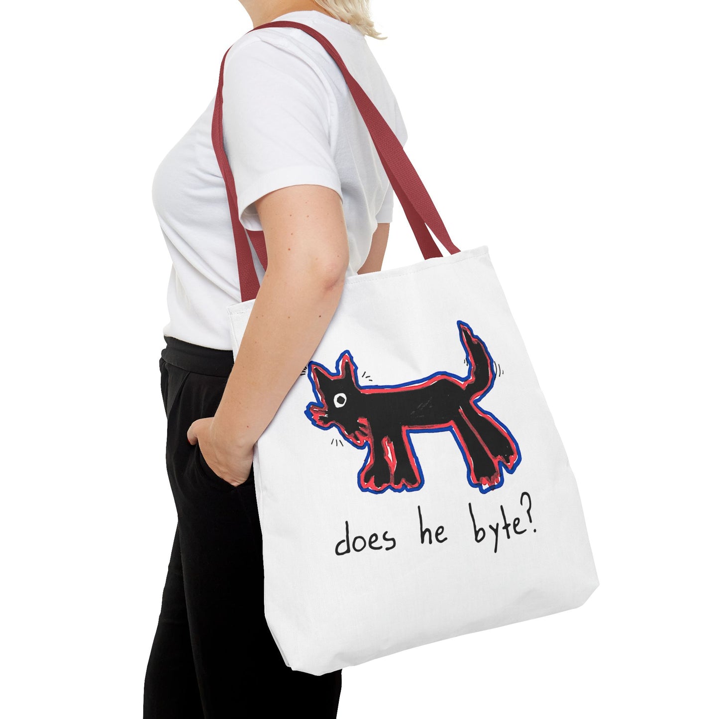 "Does He Byte?"  —  Tote Bag
