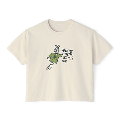 Boxy Tee — 'Slightly Tilted Totally You' Cute Frog Graphic Women's Shirt