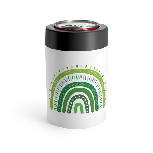 Lucky Shamrock Insulated Can Holder  | Green Rainbow & Clover Graphic | St. Patrick's Day Swag